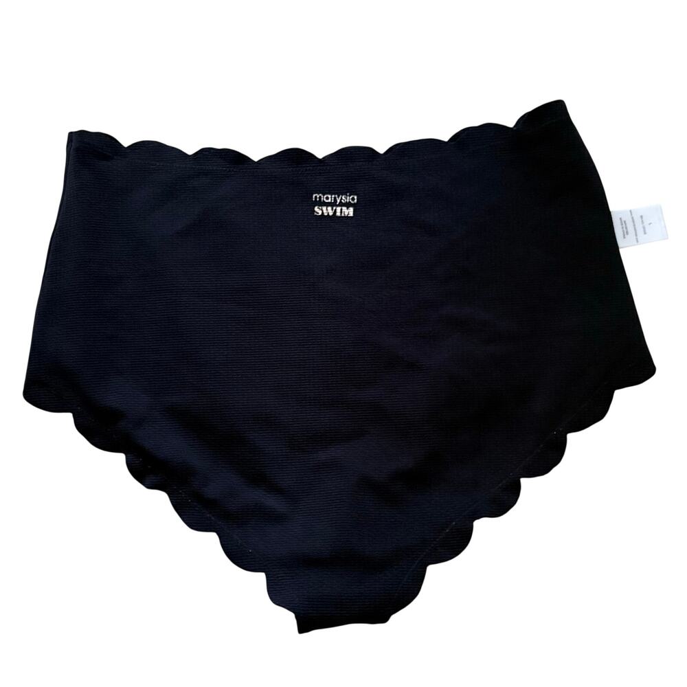 Marysia Swim Black Santa Monica Scallop High Waist Bikini Bottom Wms SZ L - Picture 5 of 9